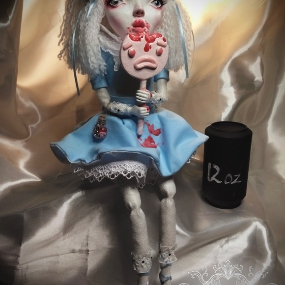 ALICE ODDITY HORROR PUPPET CREEPY ARTIST DOLL OOAK Adorable Gothic Halloween - Picture 11 of 15